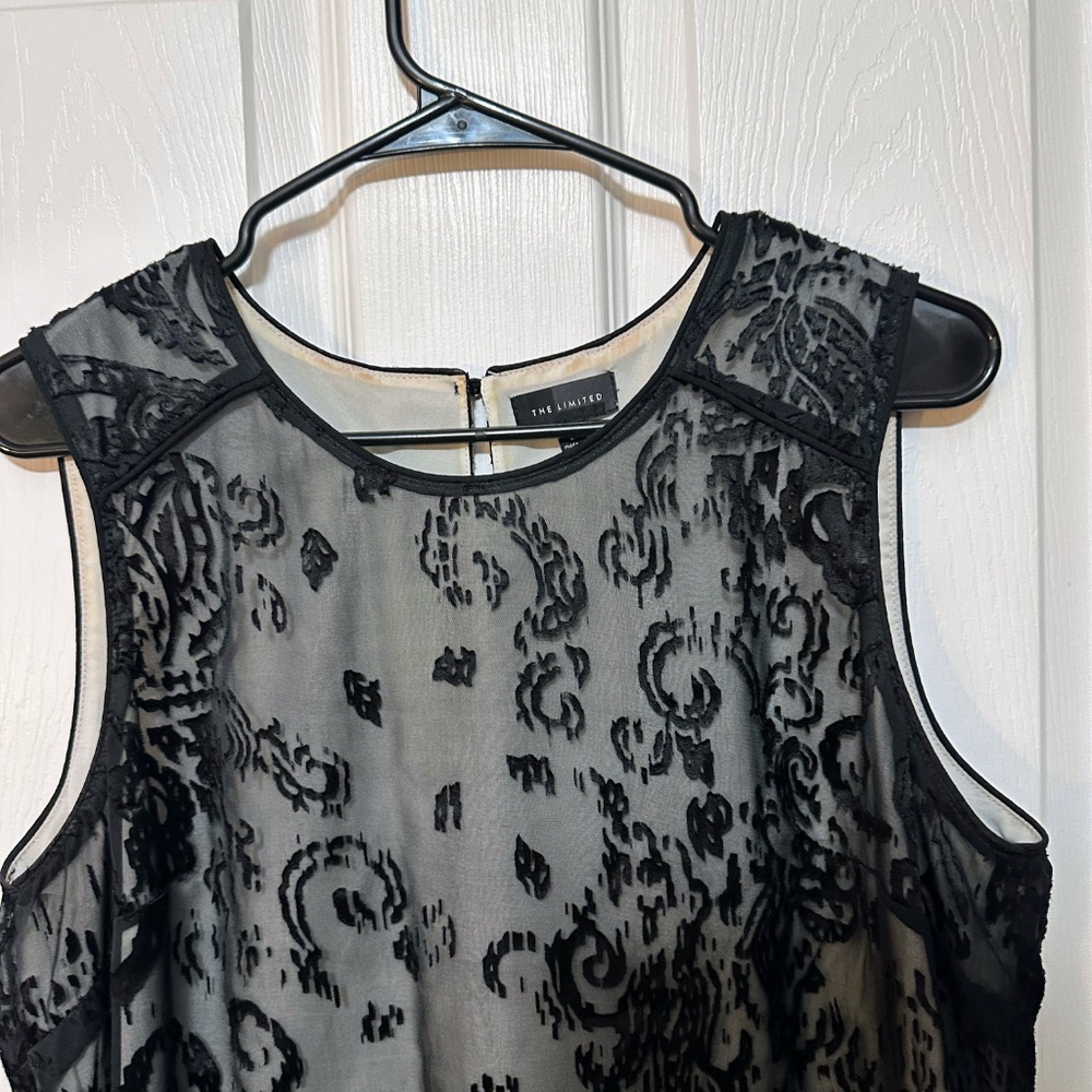 The Limited Large Sleeveless Black Lace Over Cream Shell - Picture 3 of 5